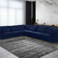 Meridian Furniture Julia 6 Piece Velvet Modular Sectional