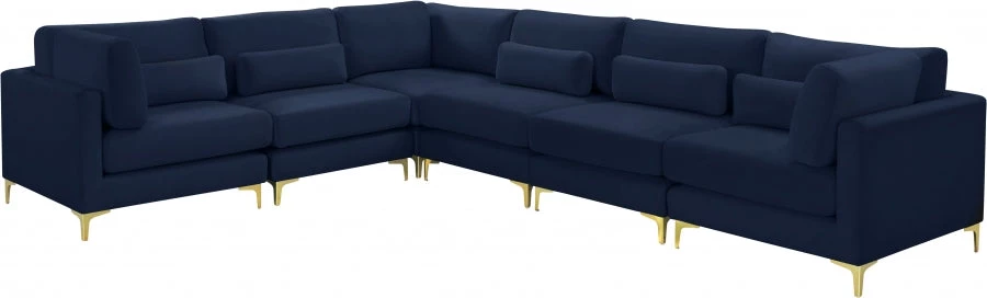 Meridian Furniture Julia 6 Piece Velvet Modular Sectional
