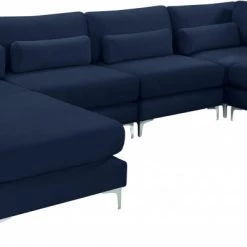 Meridian Furniture Living Room Julia 6 Piece Velvet Modular Reversible Sectional