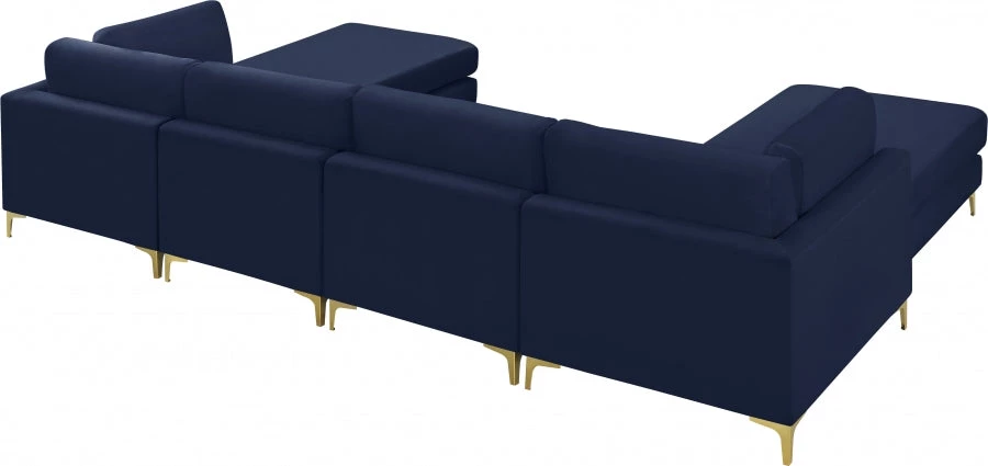 Meridian Furniture Living Room Julia 6 Piece Velvet Modular Reversible Sectional