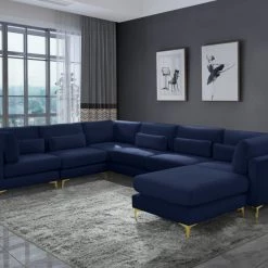 Meridian Furniture Julia 7 Piece Velvet Modular Reversible Sectional