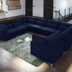 Meridian Furniture Living Room Julia 8 Piece Velvet Modular Sectional