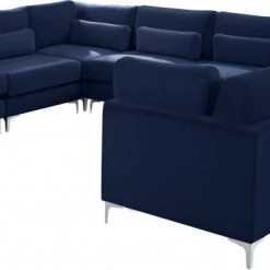 Meridian Furniture Living Room Julia 8 Piece Velvet Modular Sectional