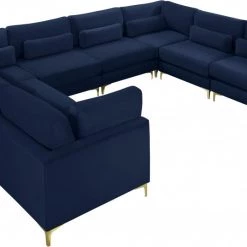 Meridian Furniture Living Room Julia 8 Piece Velvet Modular Sectional