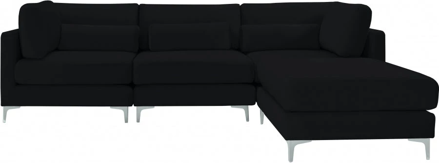 Meridian Furniture Living Room Julia 4 Piece Velvet Modular Reversible Sectional