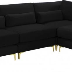 Meridian Furniture Living Room Julia 4 Piece Velvet Modular Reversible Sectional