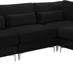 Meridian Furniture Living Room Julia 4 Piece Velvet Modular Reversible Sectional