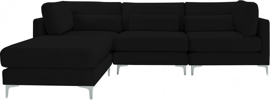 Meridian Furniture Living Room Julia 4 Piece Velvet Modular Reversible Sectional