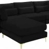 Meridian Furniture Living Room Julia 4 Piece Velvet Modular Reversible Sectional