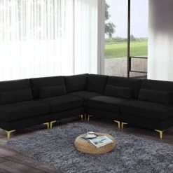 Meridian Furniture Julia 5 Piece Velvet Modular Sectional Living Room
