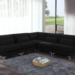 Meridian Furniture Julia 5 Piece Velvet Modular Sectional Living Room