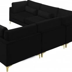 Meridian Furniture Julia 5 Piece Velvet Modular Sectional Living Room