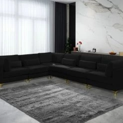 Meridian Furniture Julia 6 Piece Velvet Modular Sectional