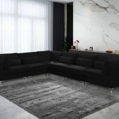 Meridian Furniture Julia 6 Piece Velvet Modular Sectional