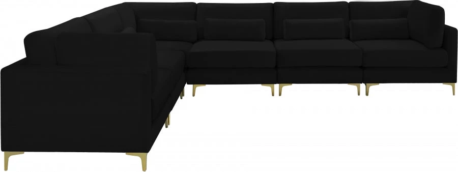Meridian Furniture Julia 6 Piece Velvet Modular Sectional