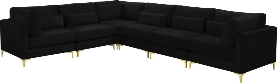 Meridian Furniture Julia 6 Piece Velvet Modular Sectional
