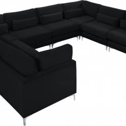 Meridian Furniture Living Room Julia 8 Piece Velvet Modular Sectional