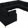 Meridian Furniture Living Room Julia 8 Piece Velvet Modular Sectional