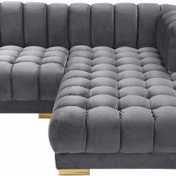 Meridian Furniture Gwen Velvet 3 Piece Sectional Living Room