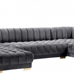 Meridian Furniture Gwen Velvet 3 Piece Sectional Living Room