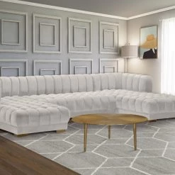 Meridian Furniture Gwen Velvet 3 Piece Sectional Living Room