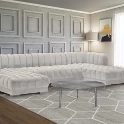 Meridian Furniture Gwen Velvet 3 Piece Sectional Living Room