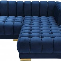 Meridian Furniture Gwen Velvet 3 Piece Sectional Living Room