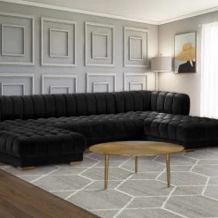 Meridian Furniture Gwen Velvet 3 Piece Sectional Living Room