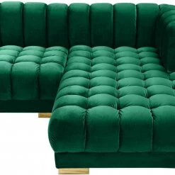 Meridian Furniture Gwen Velvet 3 Piece Sectional Living Room