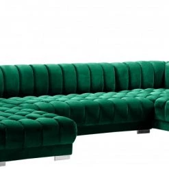 Meridian Furniture Gwen Velvet 3 Piece Sectional Living Room