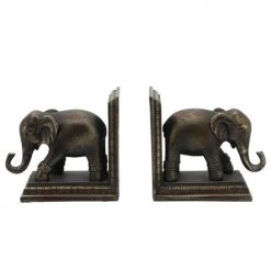 Sagebrook S/2 Polished Elephant Bookends Home Decor