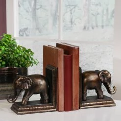 Sagebrook S/2 Polished Elephant Bookends Home Decor