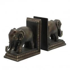 Sagebrook S/2 Polished Elephant Bookends Home Decor