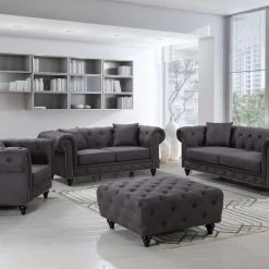 Meridian Furniture Chesterfield Linen Sofa