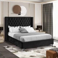 Meridian Furniture Aiden Velvet Bed Bedroom