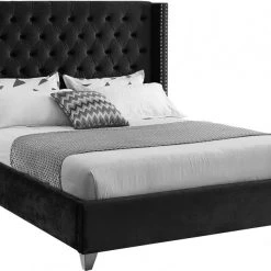 Meridian Furniture Aiden Velvet Bed Bedroom