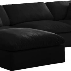 Meridian Furniture Cozy 4 Piece Velvet Modular Overstuffed Reversible Sectional Living Room