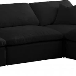 Meridian Furniture Cozy 4 Piece Velvet Modular Overstuffed Reversible Sectional Living Room
