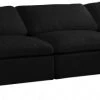 Meridian Furniture Cozy 5 Piece Velvet Modular Overstuffed Reversible Sectional