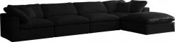 Meridian Furniture Cozy 5 Piece Velvet Modular Overstuffed Reversible Sectional