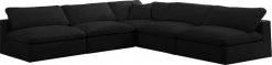 Meridian Furniture Cozy 5 Piece Velvet Modular Overstuffed Reversible Sectional