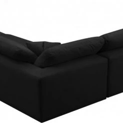 Meridian Furniture Cozy 5 Piece Velvet Modular Overstuffed Reversible Sectional Living Room