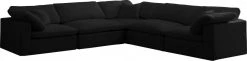 Meridian Furniture Cozy 5 Piece Velvet Modular Overstuffed Reversible Sectional Living Room