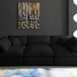 Meridian Furniture Living Room Cozy 6 Piece Velvet Modular Overstuffed Reversible Sectional