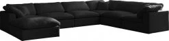 Meridian Furniture Cozy 7 Piece Velvet Modular Overstuffed Reversible Sectional Living Room