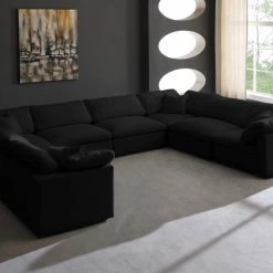 Meridian Furniture Living Room Cozy 8 Piece Velvet Modular Overstuffed Reversible Sectional