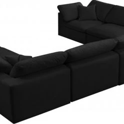 Meridian Furniture Living Room Cozy 8 Piece Velvet Modular Overstuffed Reversible Sectional