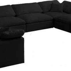 Meridian Furniture Living Room Cozy 8 Piece Velvet Modular Overstuffed Reversible Sectional