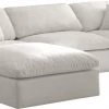 Meridian Furniture Cozy 4 Piece Velvet Modular Overstuffed Reversible Sectional Living Room