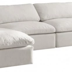 Meridian Furniture Cozy 5 Piece Velvet Modular Overstuffed Reversible Sectional